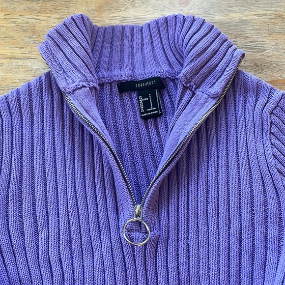 Forever 21 lavender purple ribbed 1/4 zip - Picture 3 of 7